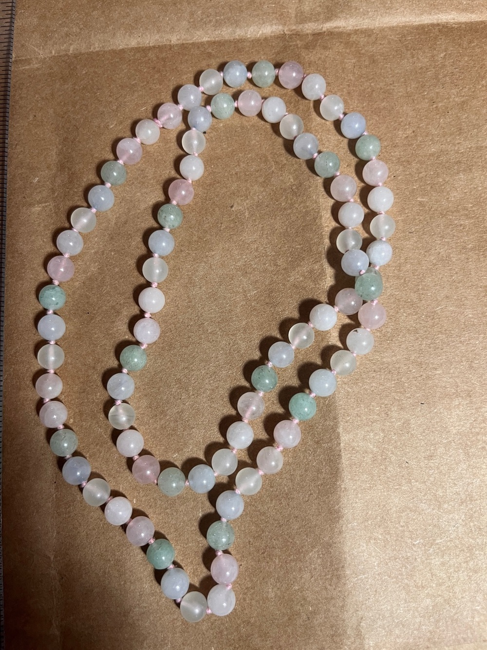 Delicate Pastel Bead Necklace - Pink, Green, White
